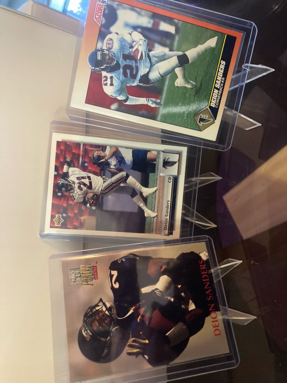 Deion Sanders Football Trading Card three- 1992, 1992, 1991